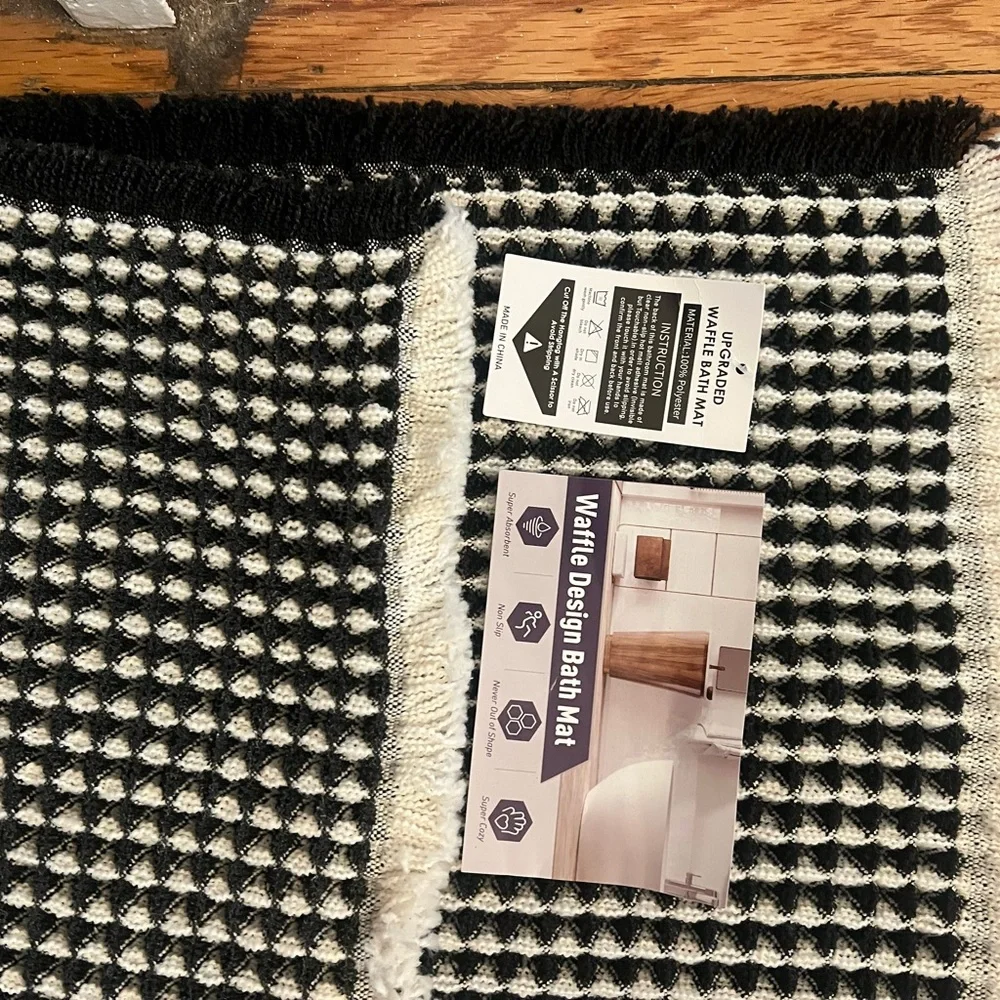 Black and White Waffle Bath Mat